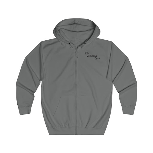 A gray hoodie with the word " tourette ".