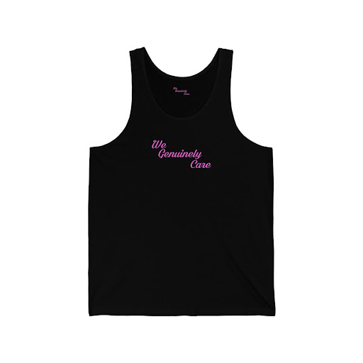 A black tank top with the words " my community chest ".