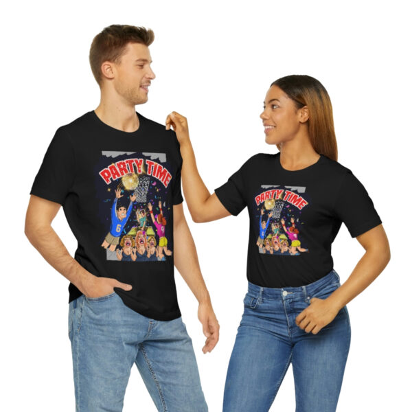 A man and woman wearing matching shirts with the words " justice league ".