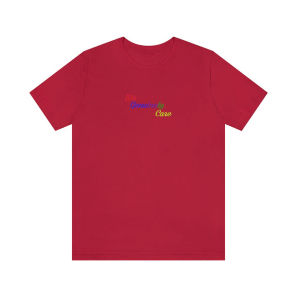 A red t-shirt with the word " proud to be american ".