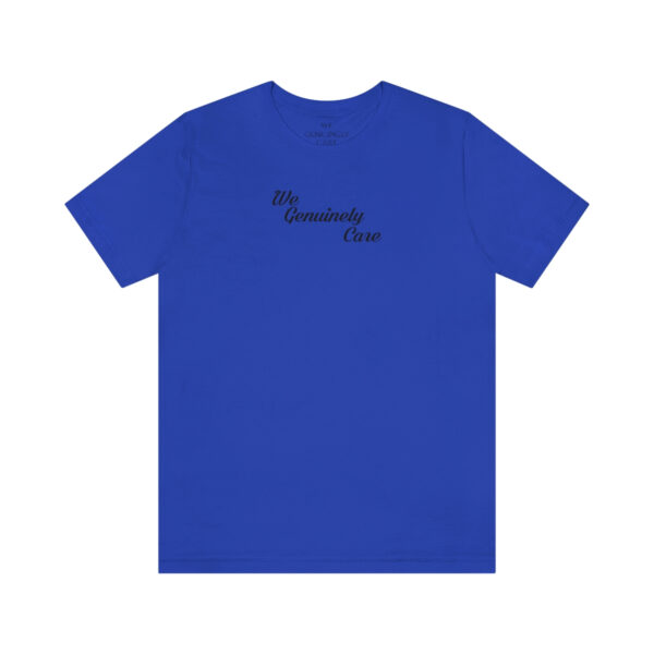 A blue t-shirt with the words " the tomorrow person ".