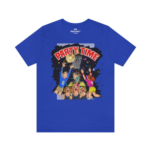 A blue t-shirt with the words party time on it.