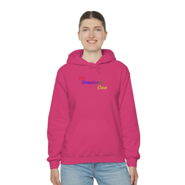 A woman wearing a pink hoodie with the words " sunshine on it ".