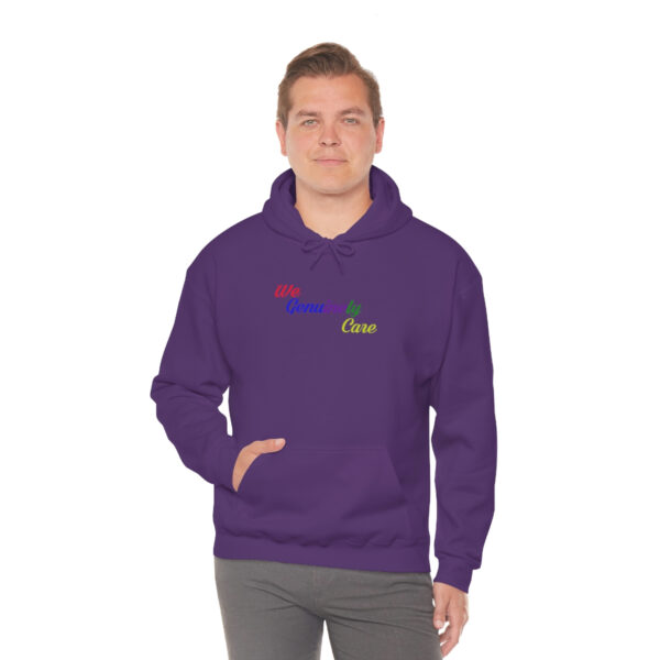 A man in purple hoodie with logo of the same name.