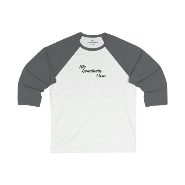 A white and gray baseball shirt with the words " my broadway crew ".