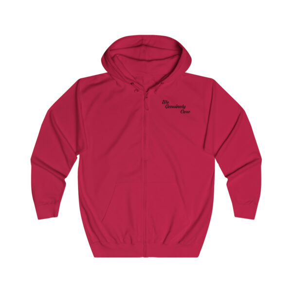 A red hoodie with the word " inspire ".