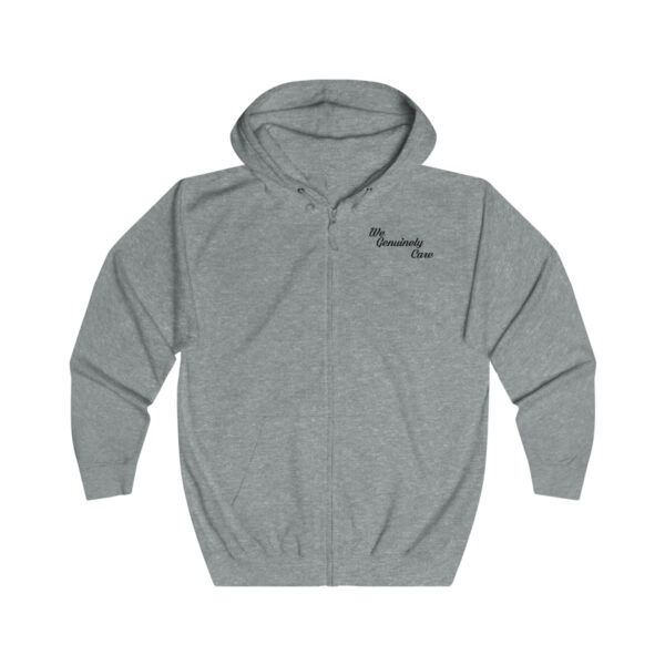 A gray hoodie with the words " something " written on it.