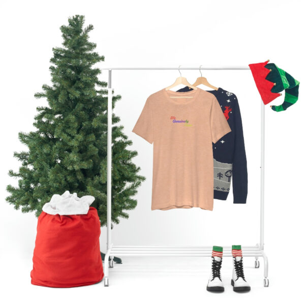 A clothes rack with a t-shirt and some socks on it