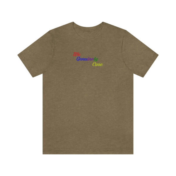 A brown t-shirt with the words " rainbow city ".