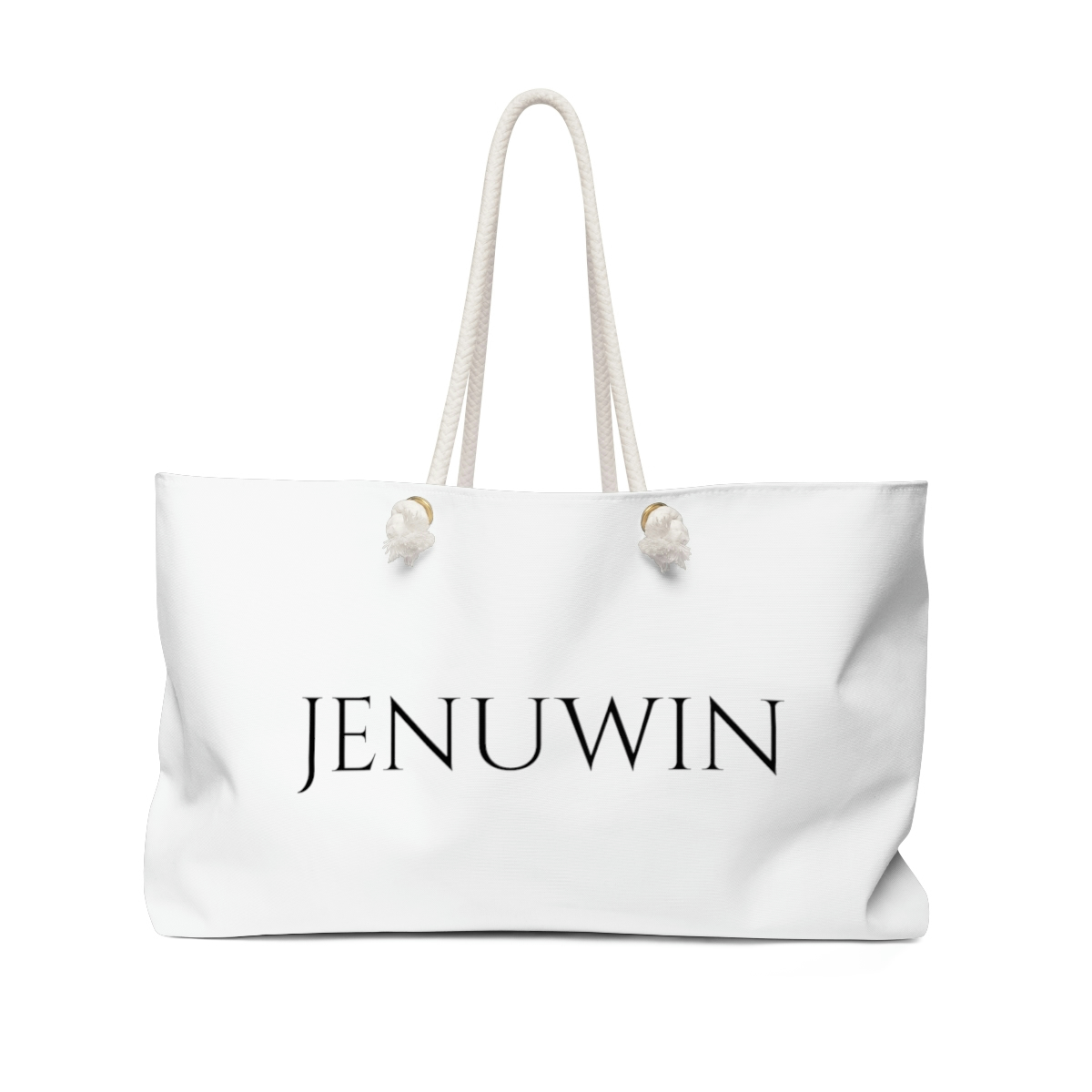 A white bag with the word jenuwin on it.