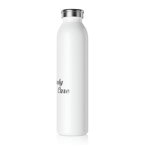 A white water bottle with the words " holy class ".