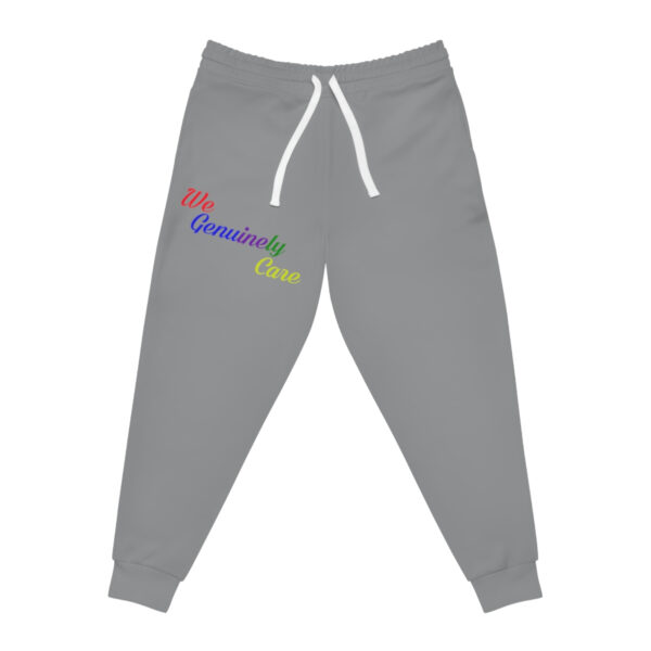 A pair of grey sweatpants with the words " grandma 's place ".