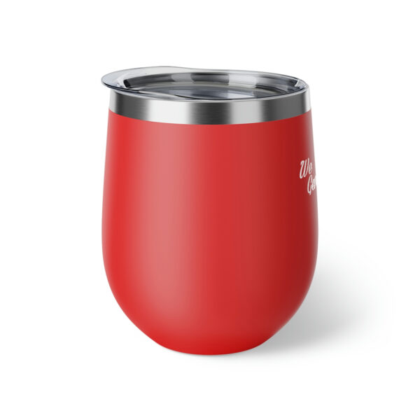 A red wine cup with the lid up.