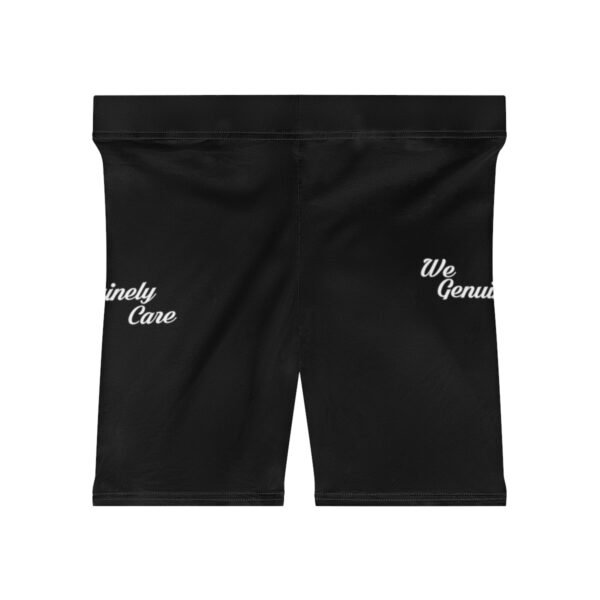 A black pair of shorts with the words " nobody cares ".