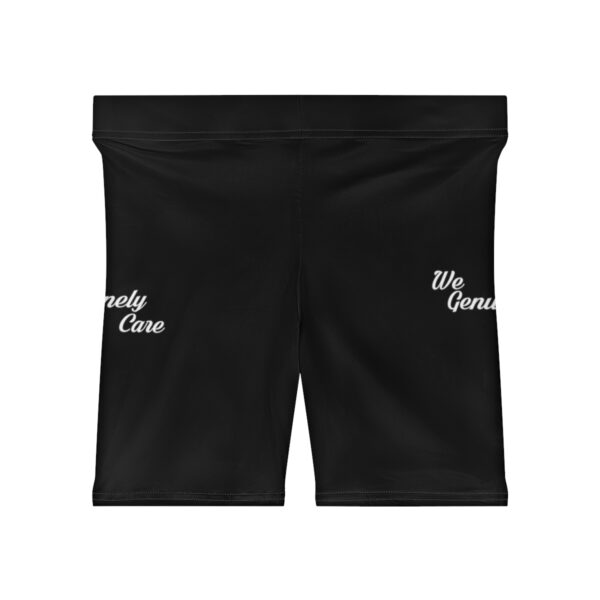 A pair of black shorts with the words " family close we connect ".